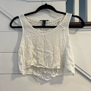 White Lace Back Crop Top. (S)